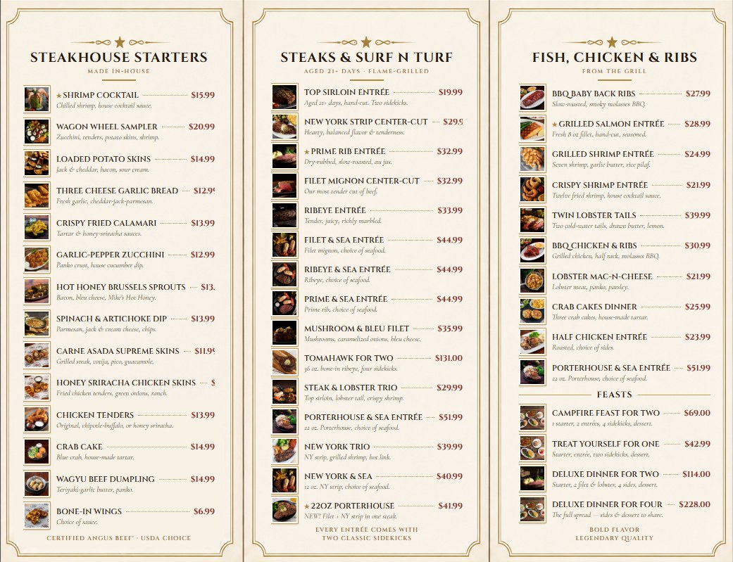 Black Angus Steakhouse menu — side 2