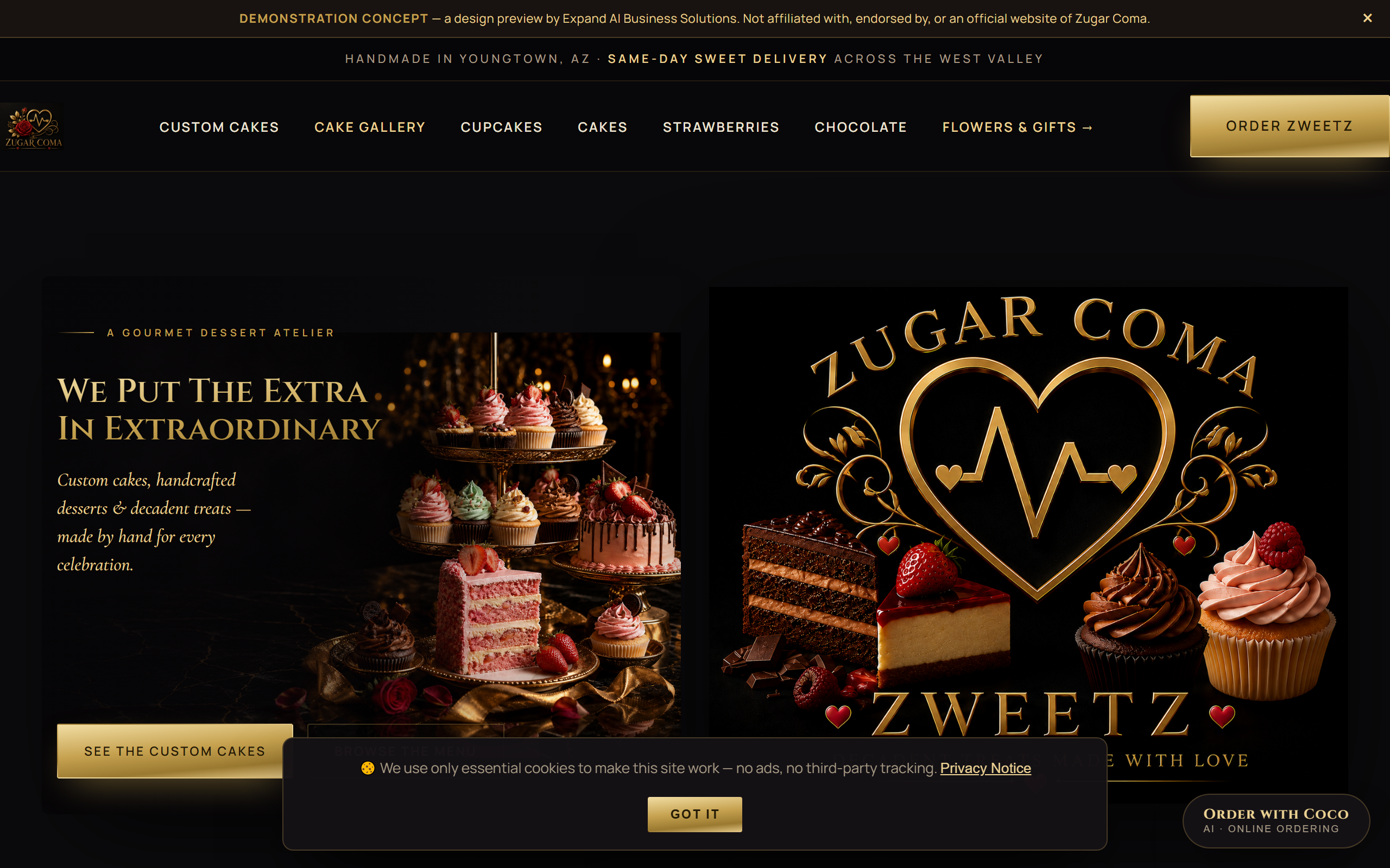 Zweetz — Premium — Black & Gold demonstration site