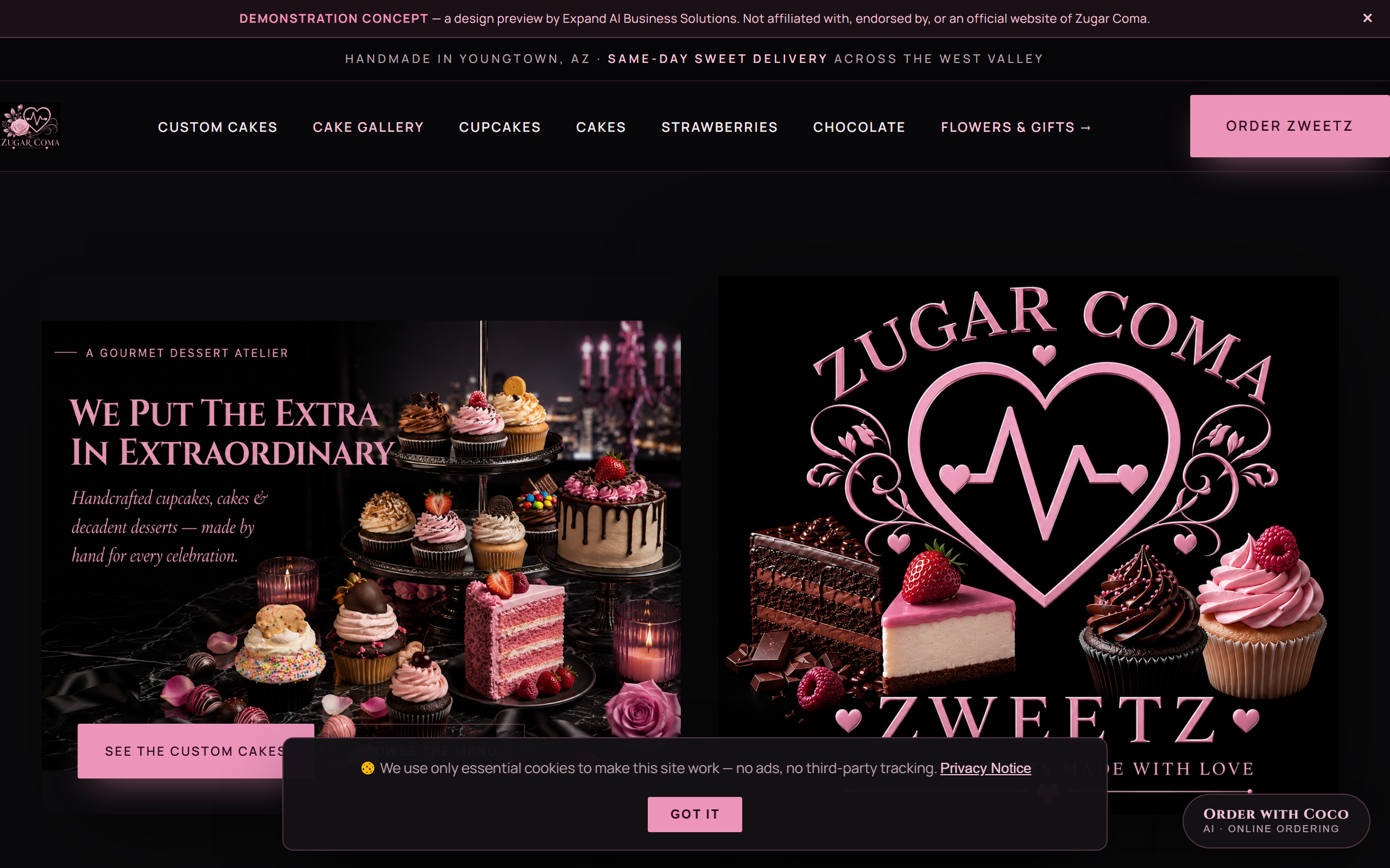 Zweetz — Original — Black & Pink demonstration site