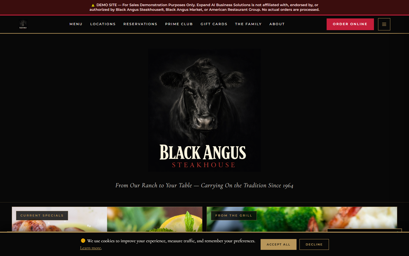 Black Angus Steakhouse — live demonstration site