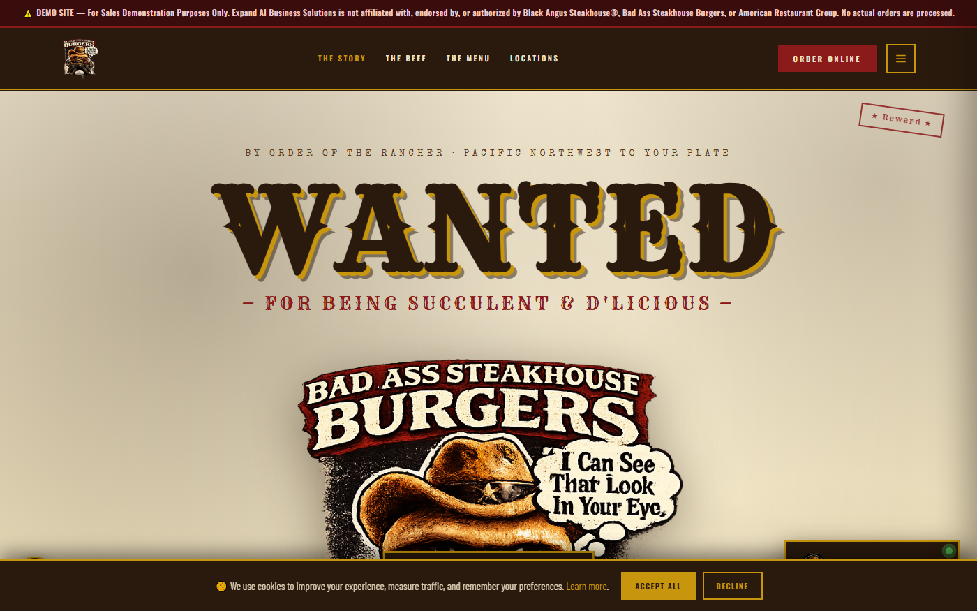 Bad Ass Steakhouse Burgers — live demonstration site